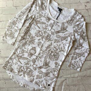 NWT MDC-Sportswear Flower Bird Print Knitted Top
